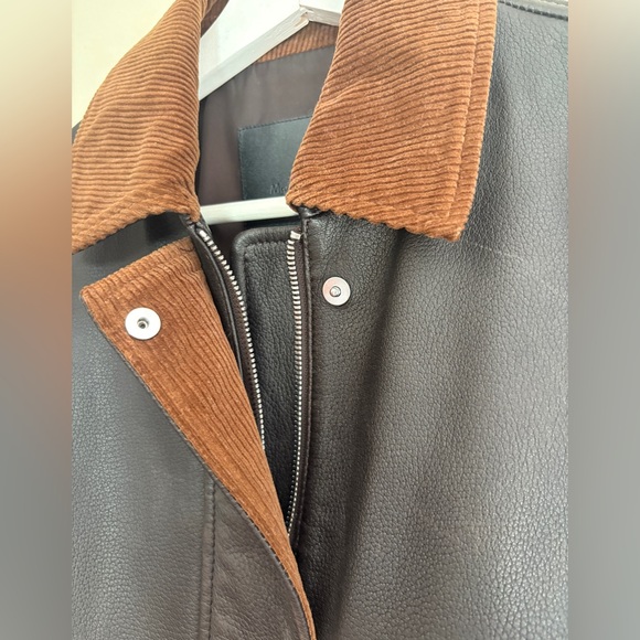 Massimo Dutti Black and Brown Bomber Jacket - Picture 5 of 14